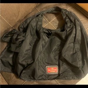 Valentino Vintage Black Satin Mono Canvas With Red Silk Interior